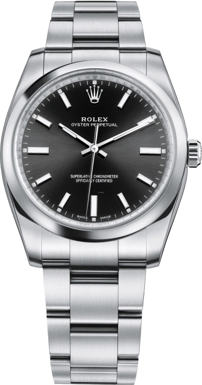 Rolex,Oyster Perpetual 34mm,34mm,Stainless Steel,Black,Automatic,48hours,In-house Caliber,114200,114200-0023