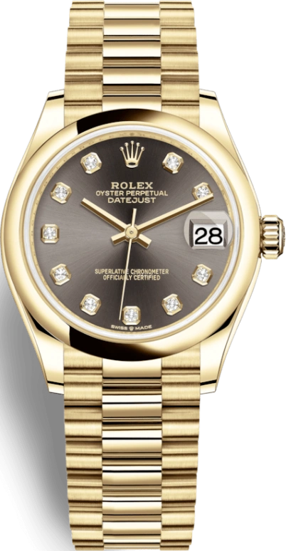 Rolex,Datejust 31 31mm,31mm,Yellow Gold,Grey,Automatic,Day,55hours,278248,278248-0036