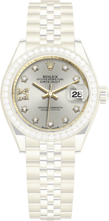Rolex,Lady-Datejust 28mm,28mm,Yellow Gold,Silver,Automatic,Day,55hours,279138RBR,279138RBR-0002