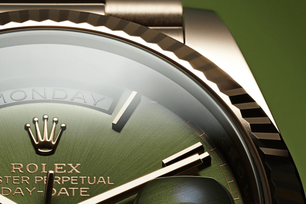 Rolex,Day-Date 40 40mm,40mm,Rose Gold,Green,Automatic,Date,Day,Carmelo Anthony,LeBron James,228235,228235-0025