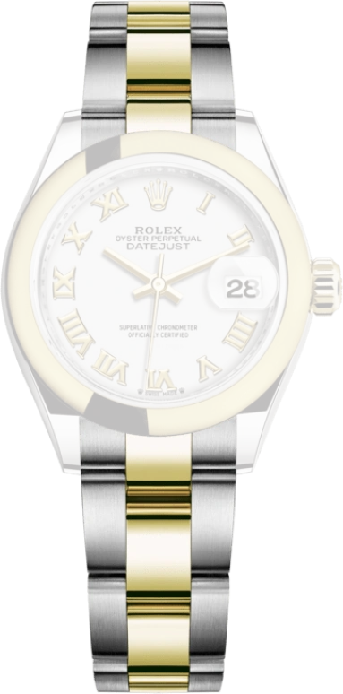Rolex,Lady-Datejust 28mm,28mm,Yellow Gold,Stainless Steel,White,Automatic,Day,55hours,279163,279163-0024