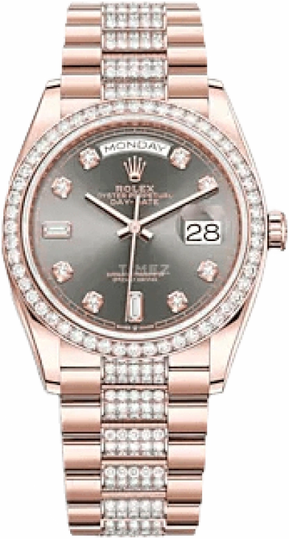 Rolex,Day-Date 36 36mm,36mm,Rose Gold,Grey,Automatic,Date,Day,128345RBR,128345RBR-0053