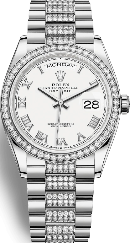Rolex,Day-Date 36 36mm,36mm,White Gold,White,Automatic,Date,Day,128349RBR,128349RBR-0026