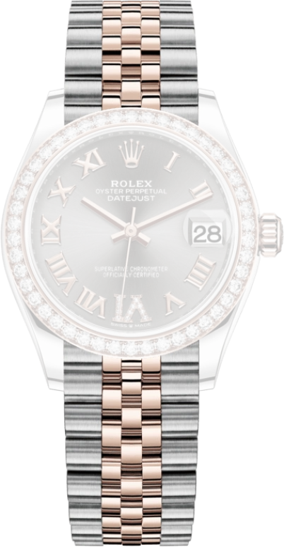 Rolex,Datejust 31 31mm,31mm,Rose Gold,Stainless Steel,Grey,Automatic,Day,55hours,278381RBR,278381RBR-0030