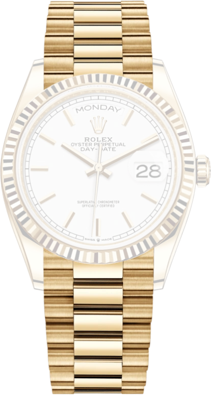 Rolex,Day-Date 36 36mm,36mm,Yellow Gold,White,Automatic,Date,Day,128238,128238-0081