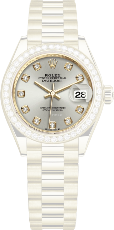 Rolex,Lady-Datejust 28mm,28mm,Yellow Gold,Silver,Automatic,Day,55hours,279138RBR,279138RBR-0019