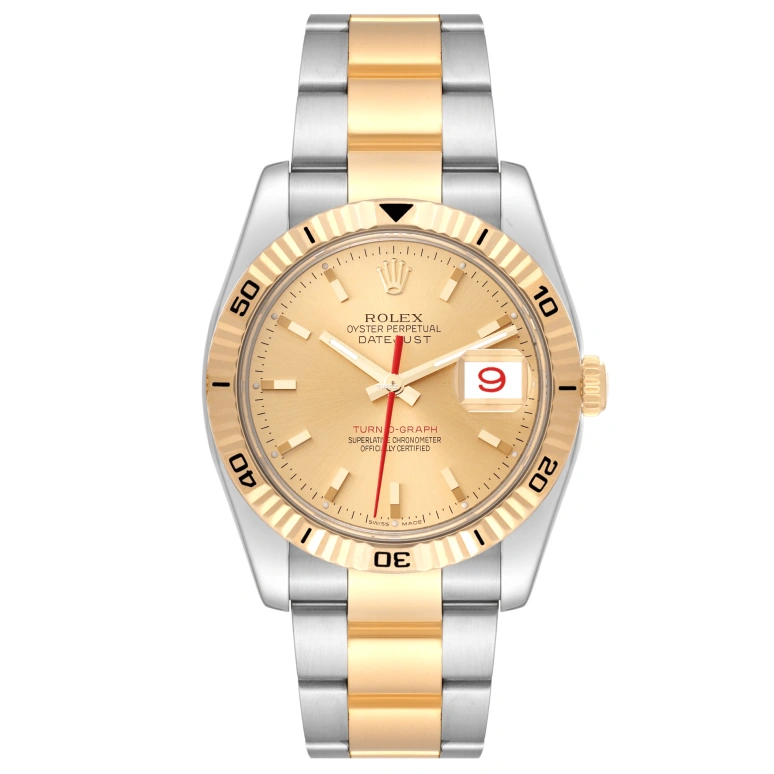 Rolex,Datejust 36 36mm,36mm,Stainless Steel,Yellow Gold,Champagne,Automatic,Day,48hours,116263 Turn,116263 Turn-O-Graph champagne Oyster