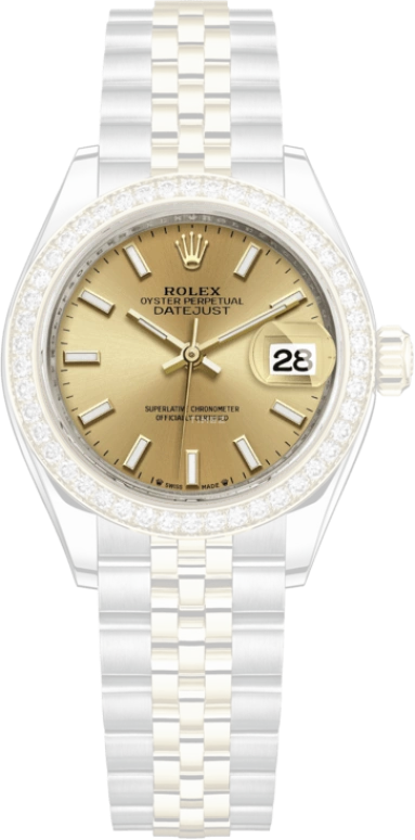 Rolex,Lady-Datejust 28mm,28mm,Yellow Gold,Stainless Steel,Champagne,Gold,Automatic,Day,55hours,279383RBR,279383RBR-0001