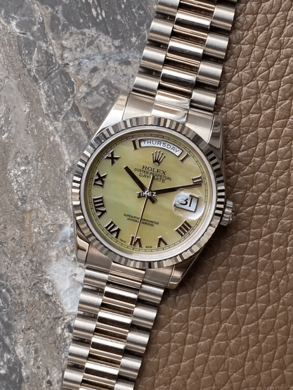 Rolex,Day-Date 36 36mm,36mm,White Gold,Gold,Automatic,Date,Day,118239