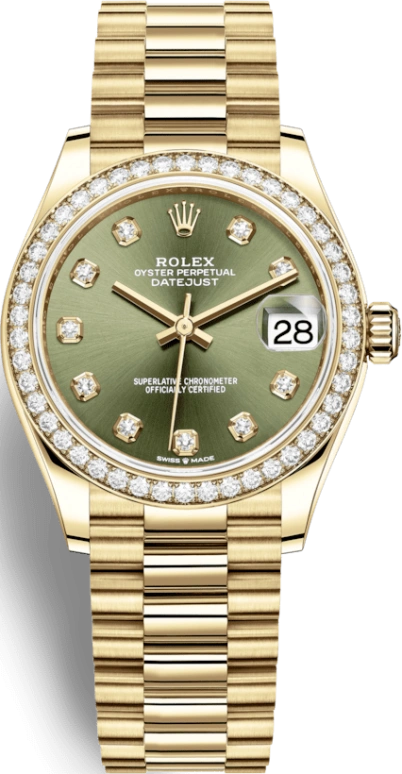 Rolex,Datejust 31 31mm,31mm,Yellow Gold,Green,Automatic,Day,55hours,278288RBR,278288RBR-0007