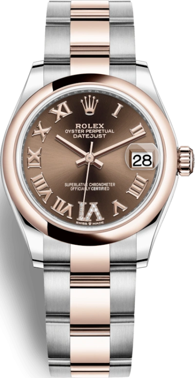 Rolex,Datejust 31 31mm,31mm,Rose Gold,Stainless Steel,Brown,Automatic,Day,55hours,278241,278241-0003