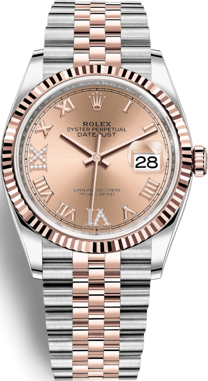 Rolex,Datejust 36 36mm,36mm,Rose Gold,Stainless Steel,Rose,Automatic,Day,70hours,126231,126231-0027