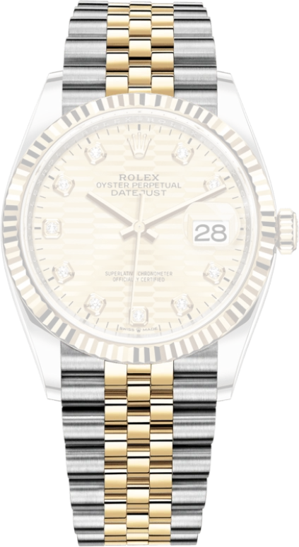 Rolex,Datejust 36 36mm,36mm,Yellow Gold,Stainless Steel,Champagne,Automatic,Day,70hours,126233,126233-0045