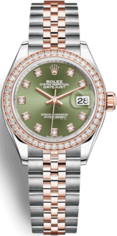 Rolex,Lady-Datejust 28mm,28mm,Everose Gold,Oystersteel,Green,Automatic,Day,55hours,279381RBR,279381RBR-0007