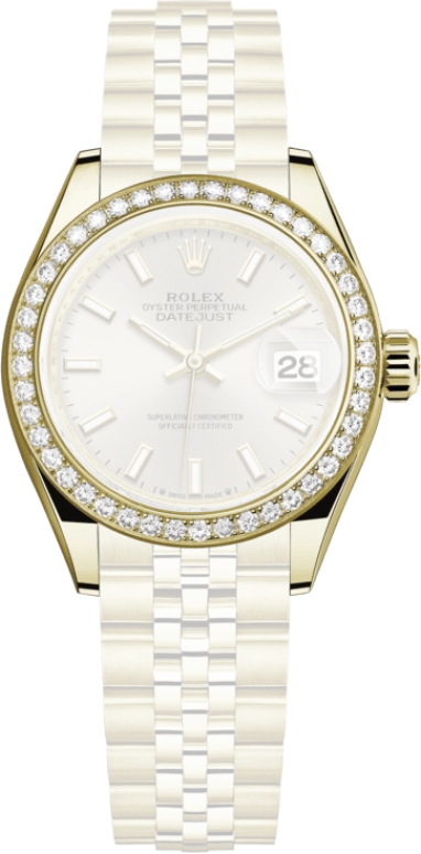 Rolex,Lady-Datejust 28mm,28mm,Yellow Gold,Silver,Automatic,Day,55hours,279138RBR,279138RBR-0012