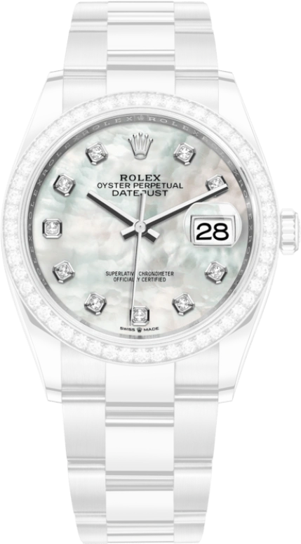 Rolex,Datejust 36 36mm,36mm,White Gold,Stainless Steel,White,Automatic,Day,70hours,126284RBR,126284RBR-0012