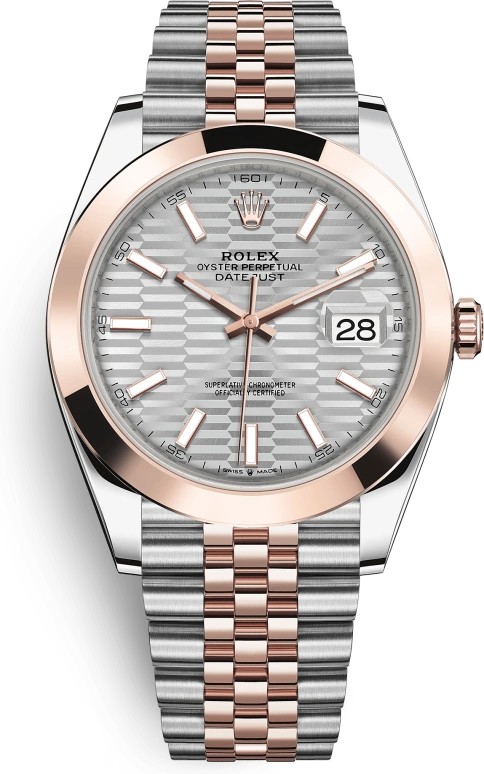 Rolex,Datejust 41 41mm,41mm,Rose Gold,Stainless Steel,Silver,Automatic,Day,70hours,126301,126301-0018