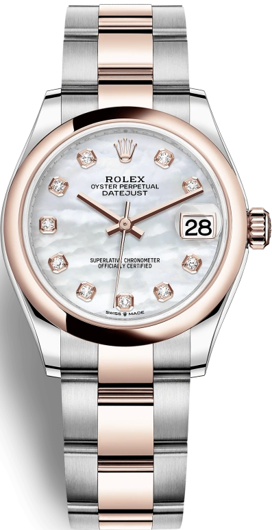 Rolex,Datejust 31 31mm,31mm,Rose Gold,Stainless Steel,White,Automatic,Day,55hours,278241,278241-0025