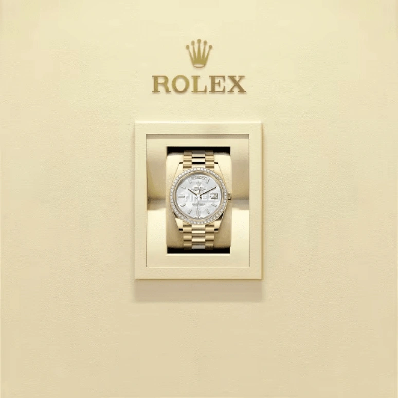 Rolex,Day-Date 40 40mm,40mm,Yellow Gold,Silver White,Automatic,Date,Day,228398TBR,228398TBR-0043