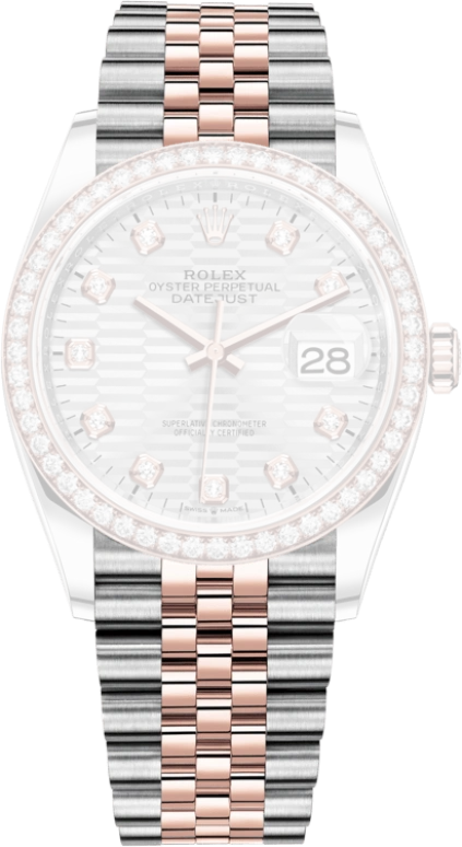 Rolex,Datejust 36 36mm,36mm,Rose Gold,Stainless Steel,Silver,Automatic,Day,70hours,126281RBR,126281RBR-0027