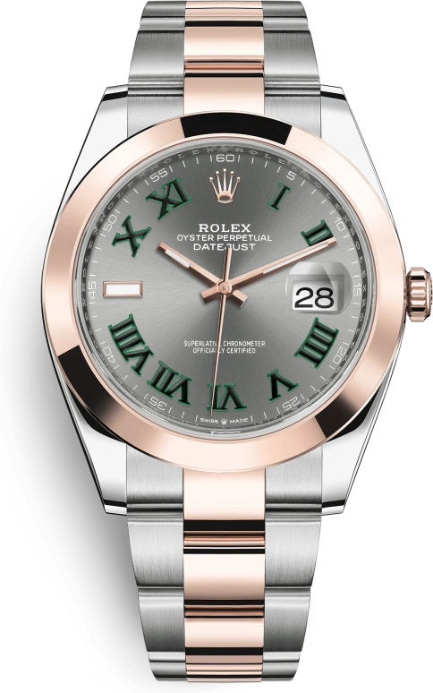 Rolex,Datejust 41 41mm,41mm,Rose Gold,Stainless Steel,Grey,Automatic,Day,70hours,126301,126301-0015