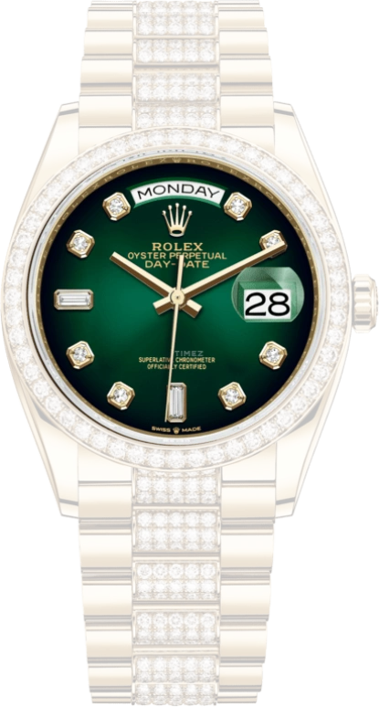 Rolex,Day-Date 36 36mm,36mm,Yellow Gold,Green,Automatic,Date,Day,Conor McGrego,128348RBR,128348RBR-0036