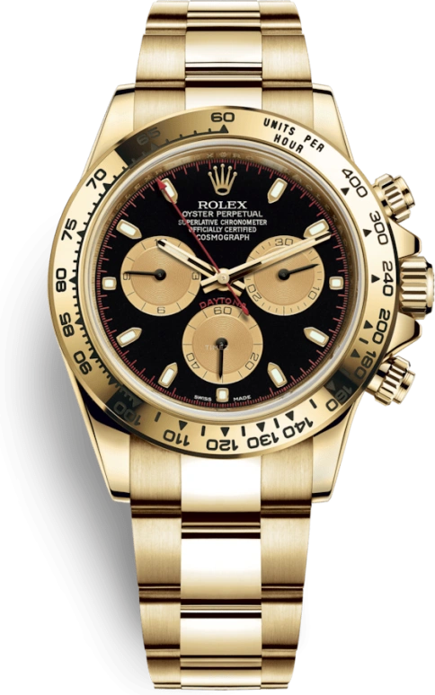Rolex,Daytona 40mm,40mm,Yellow Gold,Black,Automatic,Chronograph,Column Wheel,116508,116508-0009