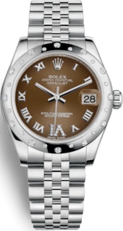 Rolex,Datejust 31 31mm,31mm,White Gold,Stainless Steel,Brown,Automatic,Day,48hours,178344,178344-0001