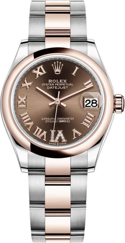 Rolex,Datejust 31 31mm,31mm,Rose Gold,Stainless Steel,Brown,Automatic,Day,55hours,278241,278241-0003