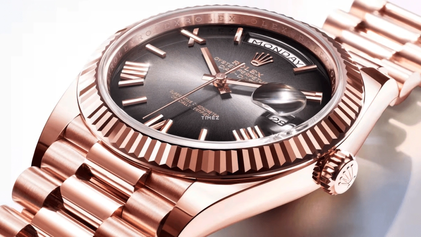 Rolex,Day-Date 40 40mm,40mm,Everose Gold,Gradient,Grey,Black,Automatic,Date,Day,228235,228235-0055