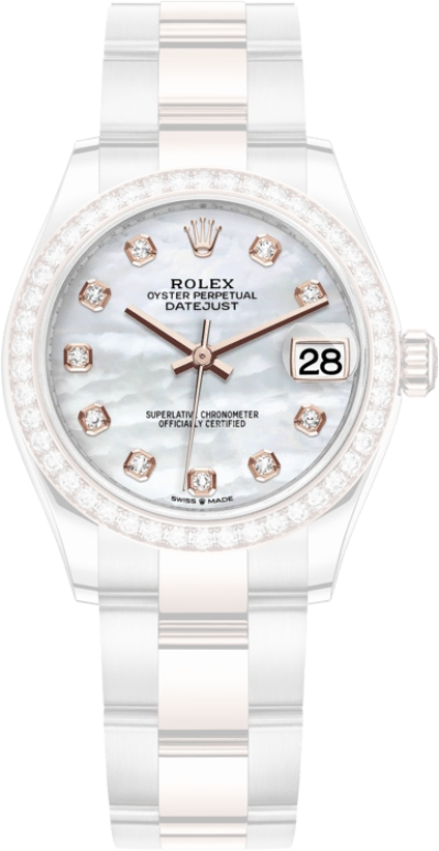 Rolex,Datejust 31 31mm,31mm,Rose Gold,Stainless Steel,White,Automatic,Day,55hours,278381RBR,278381RBR-0025