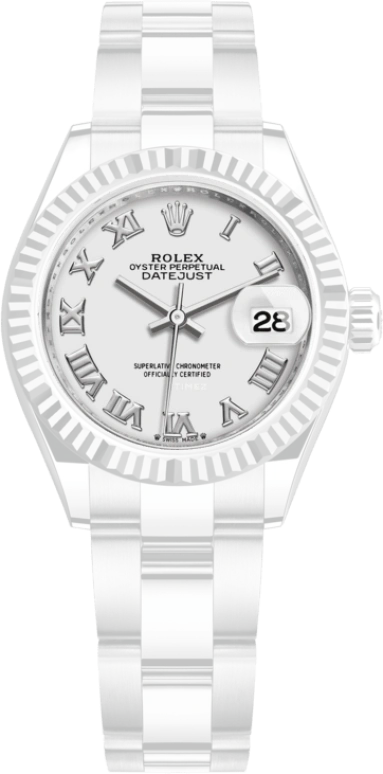 Rolex,Lady-Datejust 28mm,28mm,White Gold,Stainless Steel,White,Automatic,Day,55hours,279174,279174-0020