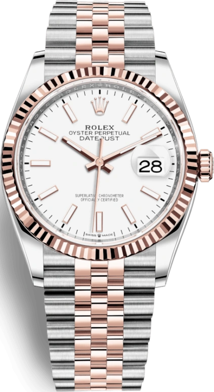 Rolex,Datejust 36 36mm,36mm,Oystersteel,Everose Gold,White,Automatic,Day,70hours,126231,126231-0017