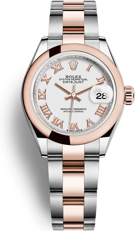 Rolex,Lady-Datejust 28mm,28mm,Oystersteel,Everose Gold,White,Automatic,Day,55hours,279161,279161-0022