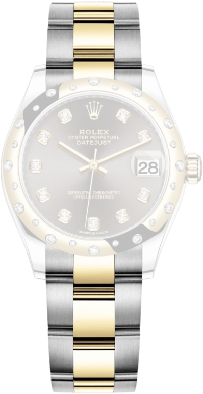 Rolex,Datejust 31 31mm,31mm,Yellow Gold,Stainless Steel,Grey,Automatic,Day,55hours,278343RBR,278343RBR-0021