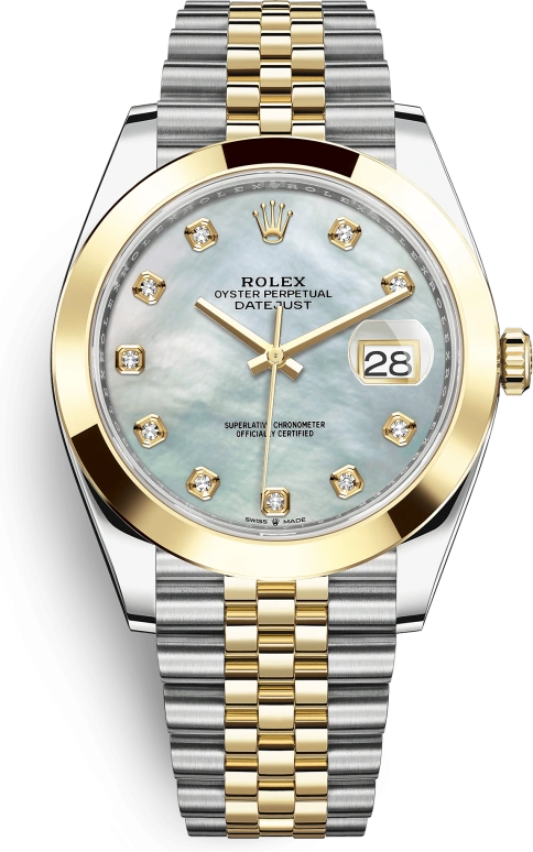 Rolex,Datejust 41 41mm,41mm,Yellow Gold,Stainless Steel,White,Automatic,Day,70hours,126303,126303-0018