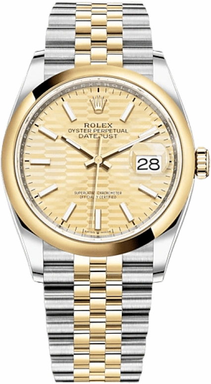 Rolex,Datejust 36 36mm,36mm,Yellow Gold,Stainless Steel,Champagne,Automatic,Day,70hours,126203,126203-0039