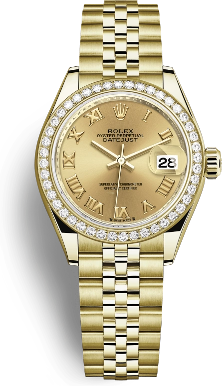 Rolex,Lady-Datejust 28mm,28mm,Yellow Gold,Champagne,Automatic,Day,48hours,279138RBR,279138RBR-0022