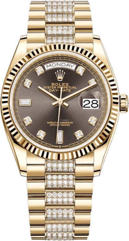 Rolex,Day-Date 36 36mm,36mm,Yellow Gold,Grey,Automatic,Date,Day,128238,128238-0024