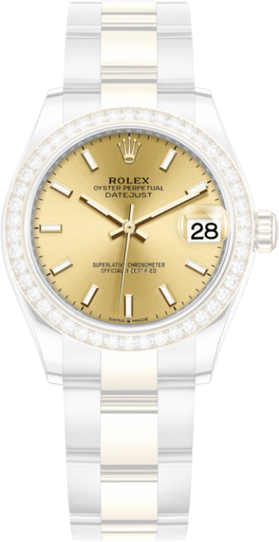 Rolex,Datejust 31 31mm,31mm,Yellow Gold,Stainless Steel,Champagne,Automatic,Day,55hours,278383RBR,278383RBR-0013