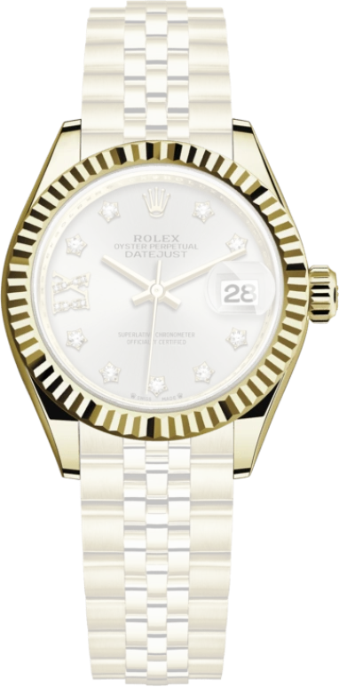 Rolex,Lady-Datejust 28mm,28mm,Yellow Gold,Silver,Automatic,Day,55hours,279178,279178-0004