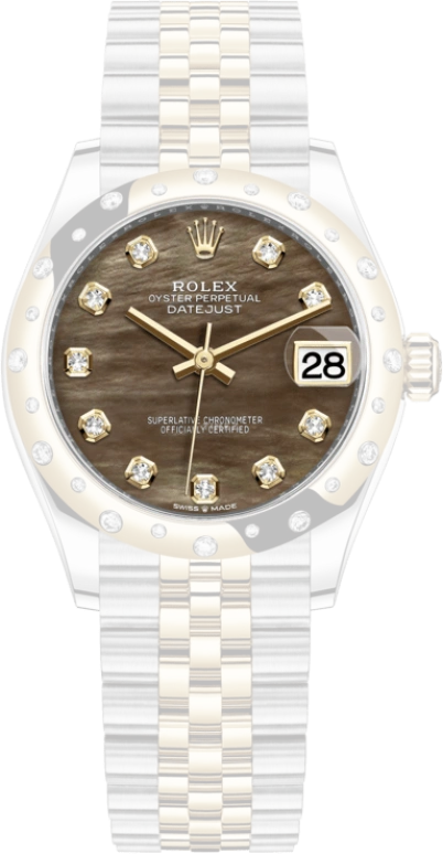Rolex,Datejust 31 31mm,31mm,Yellow Gold,Stainless Steel,Black,Automatic,Day,55hours,278343RBR,278343RBR-0024