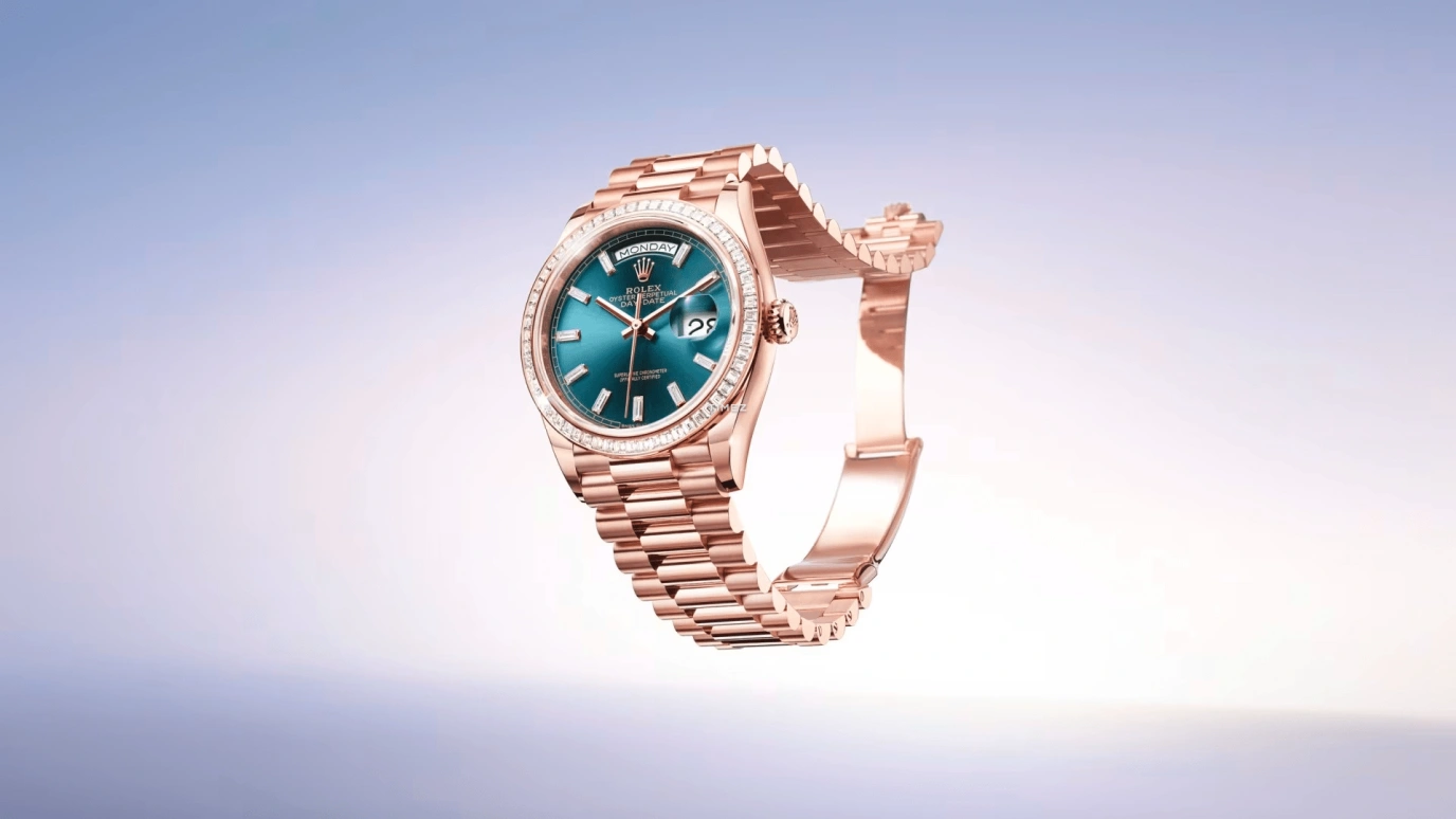 Rolex,Day-Date 36 36mm,36mm,Everose Gold,Blue,Green,Automatic,Date,Day,128395TBR,128395TBR-0032