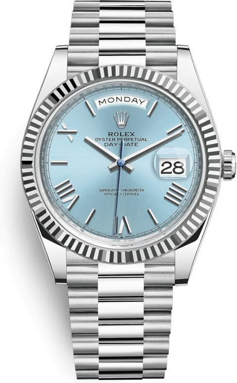 Rolex,Day-Date 40 40mm,40mm,Platinum,Ice Blue,Automatic,Date,Day,228236,228236-0012