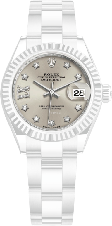 Rolex,Lady-Datejust 28mm,28mm,White Gold,Stainless Steel,Silver,Automatic,Day,55hours,279174,279174-0022