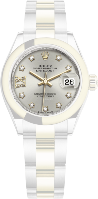 Rolex,Lady-Datejust 28mm,28mm,Yellow Gold,Stainless Steel,Silver,Automatic,Day,55hours,279163,279163-0004