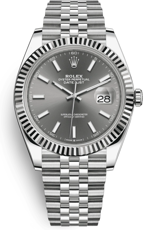 Rolex,Datejust 41 41mm,41mm,White Gold,Stainless Steel,Grey,Automatic,Day,70hours,126334,126334-0014
