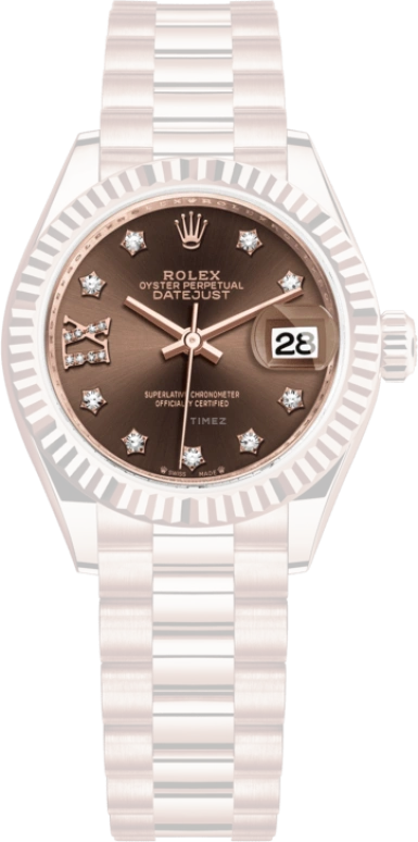 Rolex,Lady-Datejust 28mm,28mm,Everose Gold,Brown,Automatic,Day,55hours,279175,279175-0002