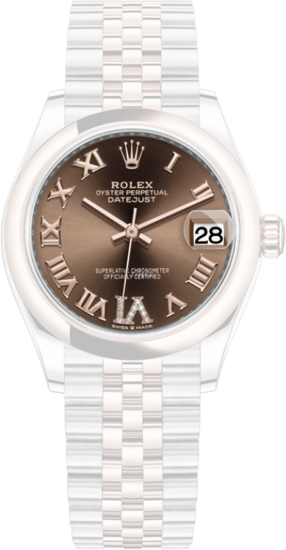 Rolex,Datejust 31 31mm,31mm,Rose Gold,Stainless Steel,Brown,Automatic,Day,55hours,278241,278241-0004