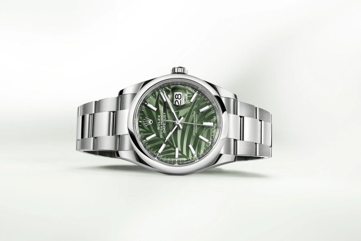 Rolex,Datejust 36 36mm,36mm,Stainless Steel,Green,Automatic,Day,70hours,126200,126200-0020